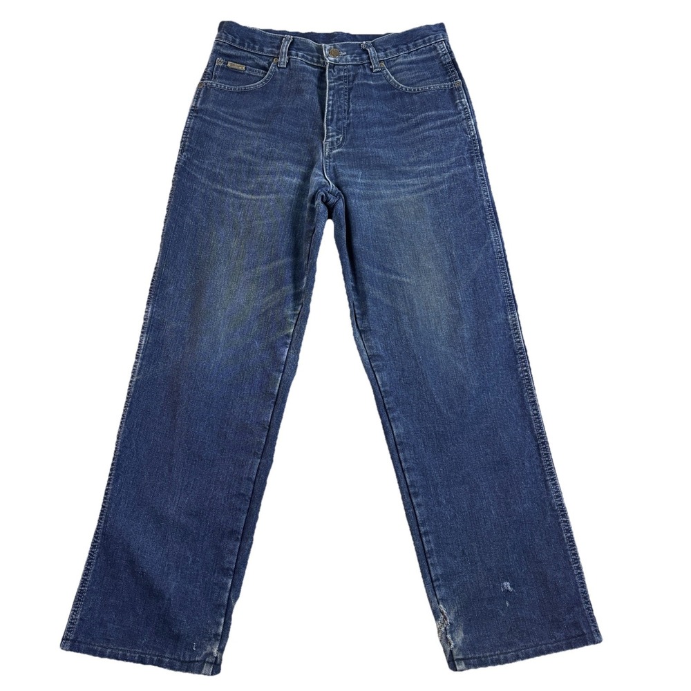 Vintage‎ Wrangler Mens Jeans Straight Leg Plaid Lining Denim Blue 34x34 Classic